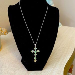 Opal Cross Pendant & Chain